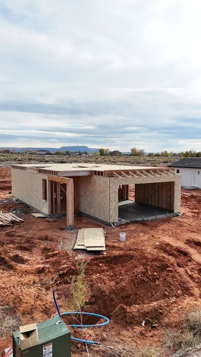 Two Story — Ground floor walls and upper floor deck
