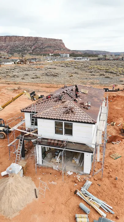 Two Story — Roof tile installation