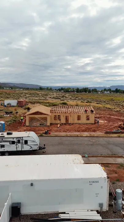 3 Bed / 2 Bath + Casita — Roof trusses being installed
